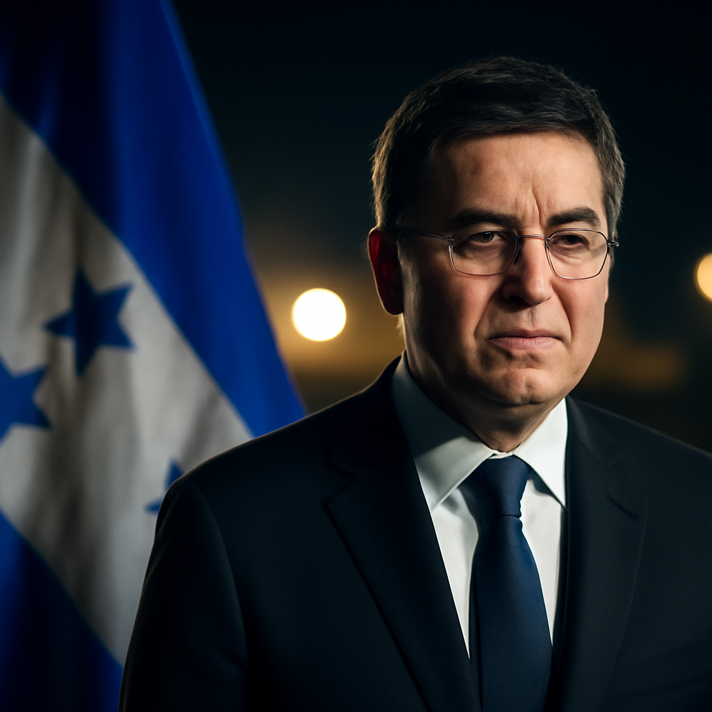 AI-generated editorial illustration for: ¿Qué significa para Honduras el regreso del expresidente Juan Orlando Hernández?