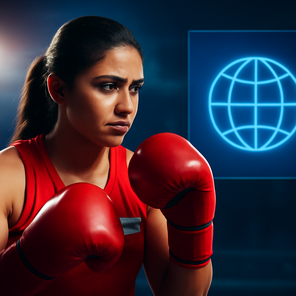 AI-generated editorial illustration for: The Indian Army's first woman boxer is now chasing Commonwealth gold