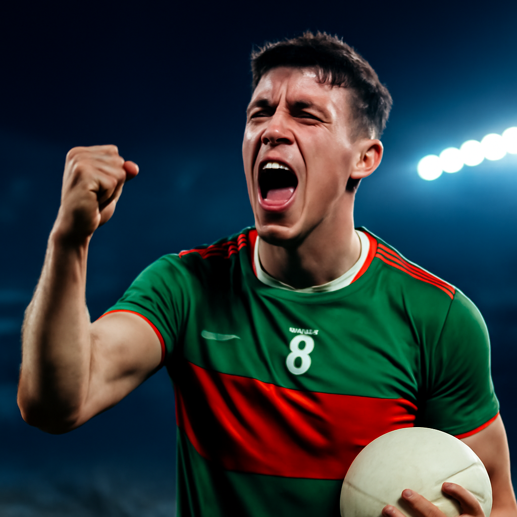 AI-generated editorial illustration for: Mayo wins All-Ireland title, ending 75-year 'curse'