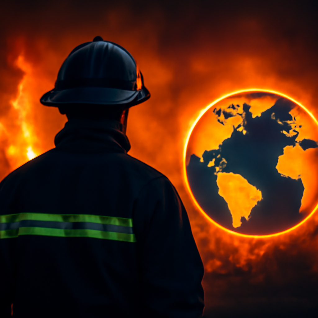 AI-generated editorial illustration for: "Emergencia climática mortal" en España por los graves incendios