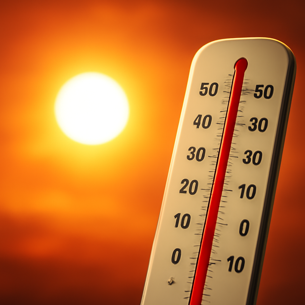AI-generated editorial illustration for: Fourth heatwave grips parts of UK with 35C forecast