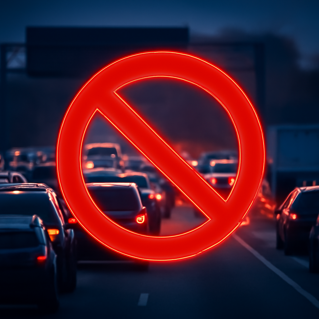 AI-generated editorial illustration for: Fan fault shuts Sydney's M5 in morning rush, causing 10km of traffic chaos