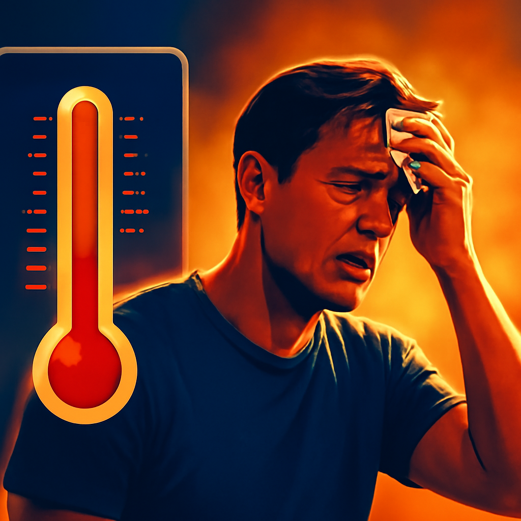 AI-generated editorial illustration for: Amber heat health alerts to come into force as heatwave reaches 35C peak