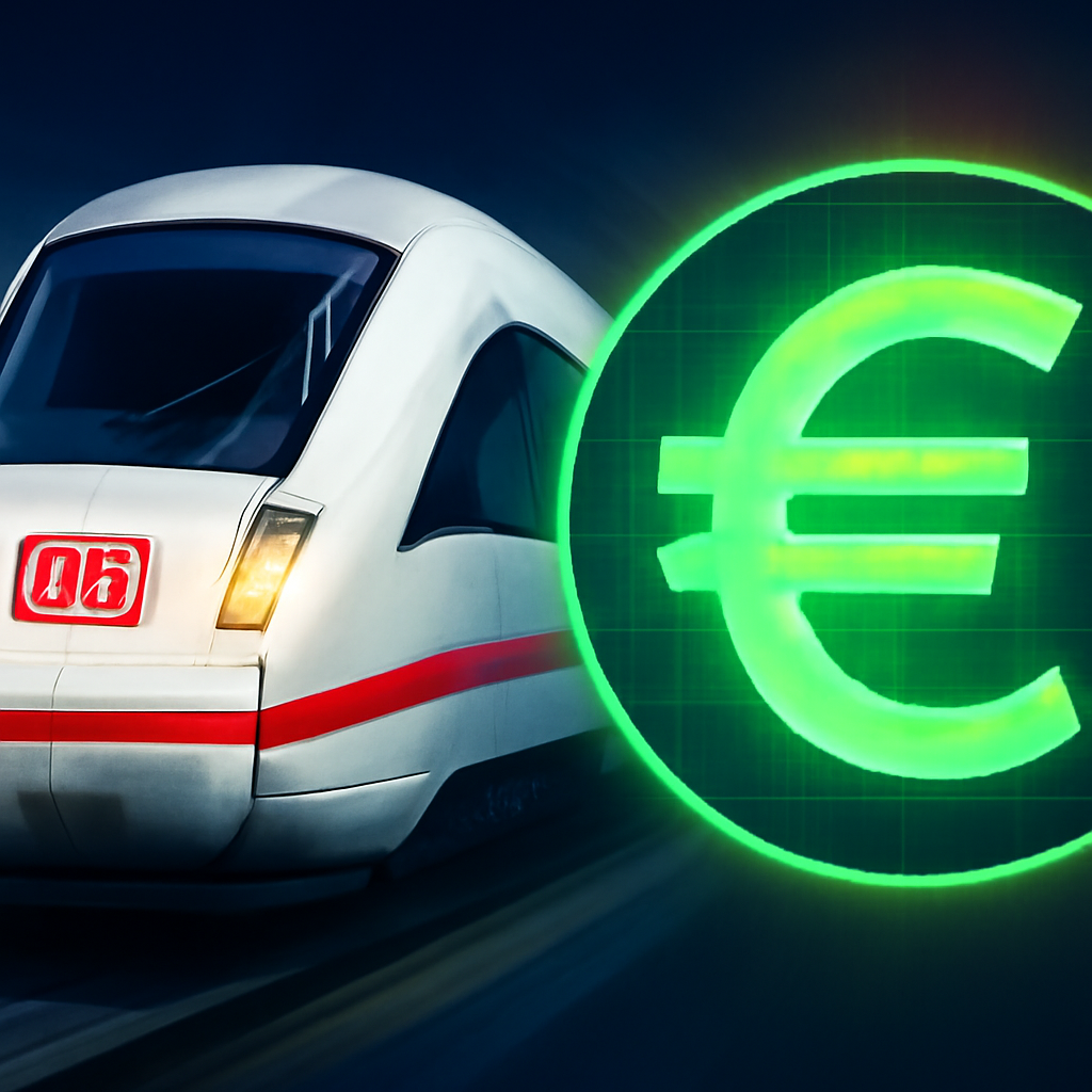 AI-generated editorial illustration for: Medienberichte: Bahn erstmals seit sieben Jahren mit Gewinn