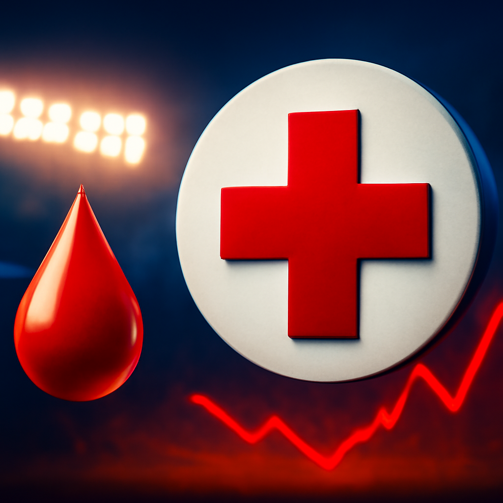 AI-generated editorial illustration for: Red Cross declares crisis over blood supply shortage in US for second time its history