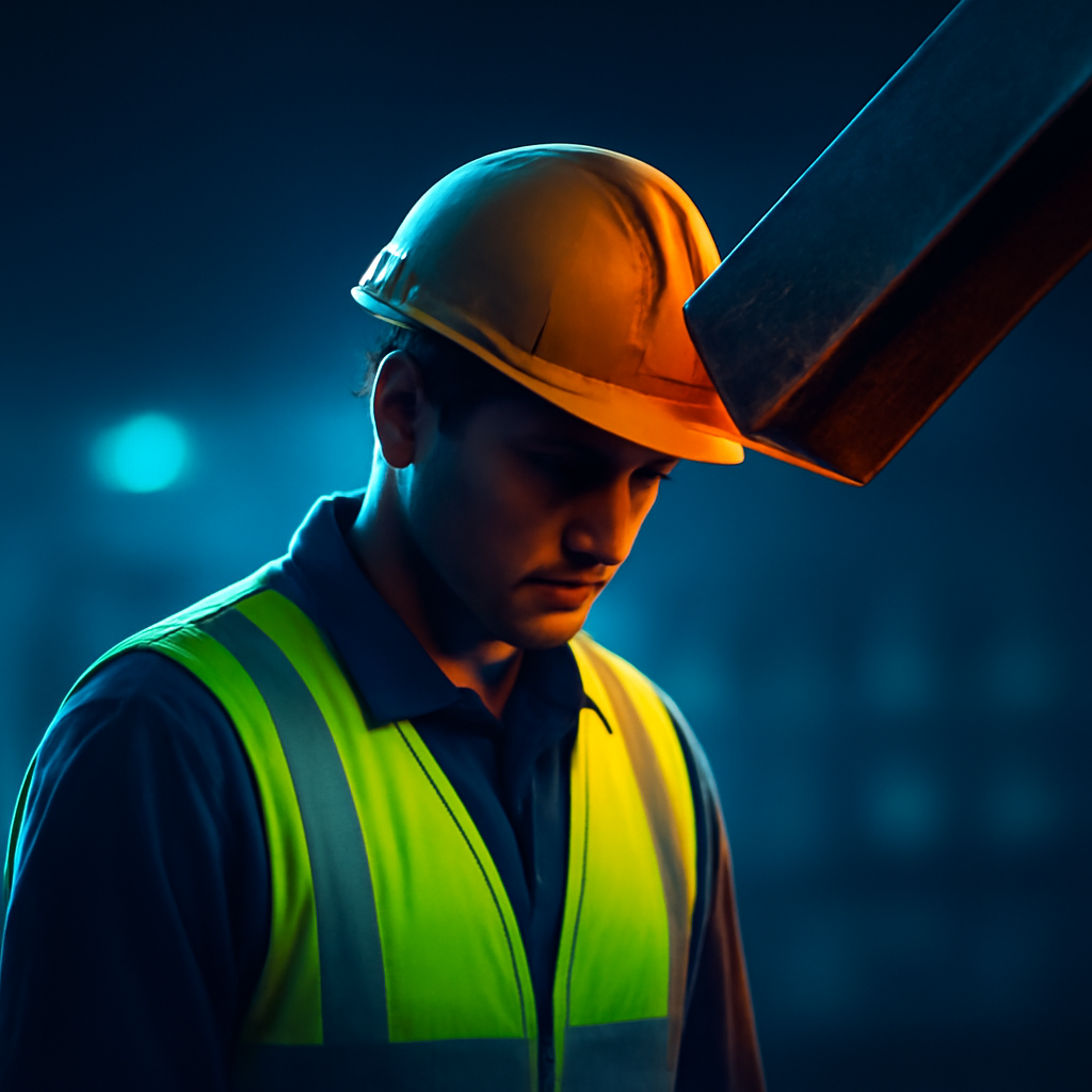 AI-generated editorial illustration for: Ship worker dies after being struck by metal beam