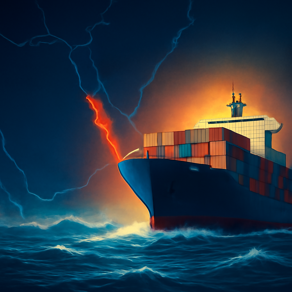 AI-generated editorial illustration for: How shipping risks from Ukraine and Iran wars are converging