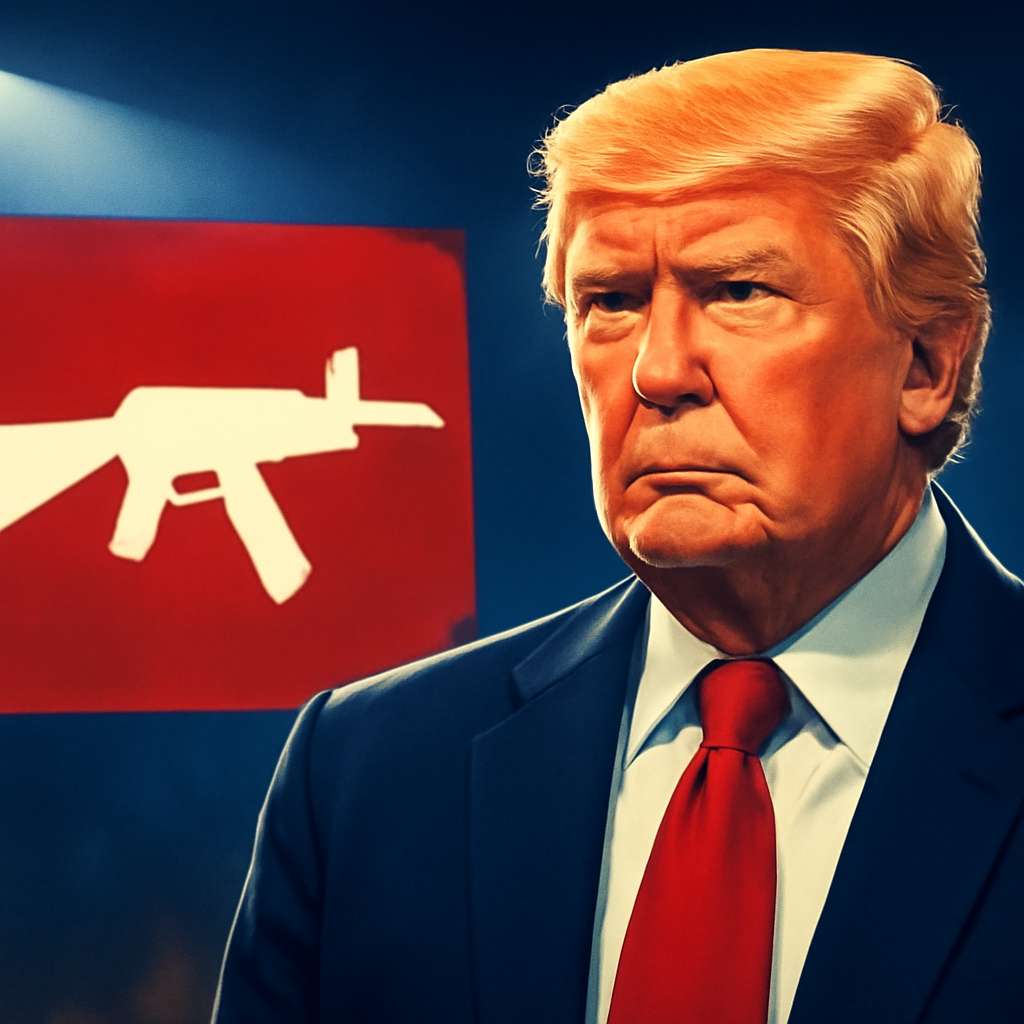 AI-generated editorial illustration for: 🔴 Donald Trump revendique un accord sur le "désarmement complet" du Hamas à Gaza