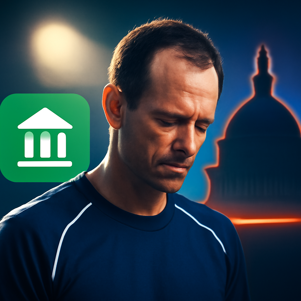 AI-generated editorial illustration for: Justice Department drops criminal case against Olympian over damaged Reflecting Pool