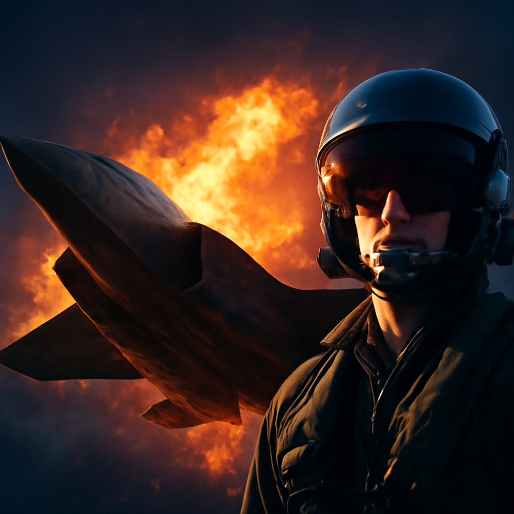 AI-generated editorial illustration for: अमेरिका में F-35B स्टील्थ फाइटर जेट क्रैश, बाल-बाल बचा पायलट