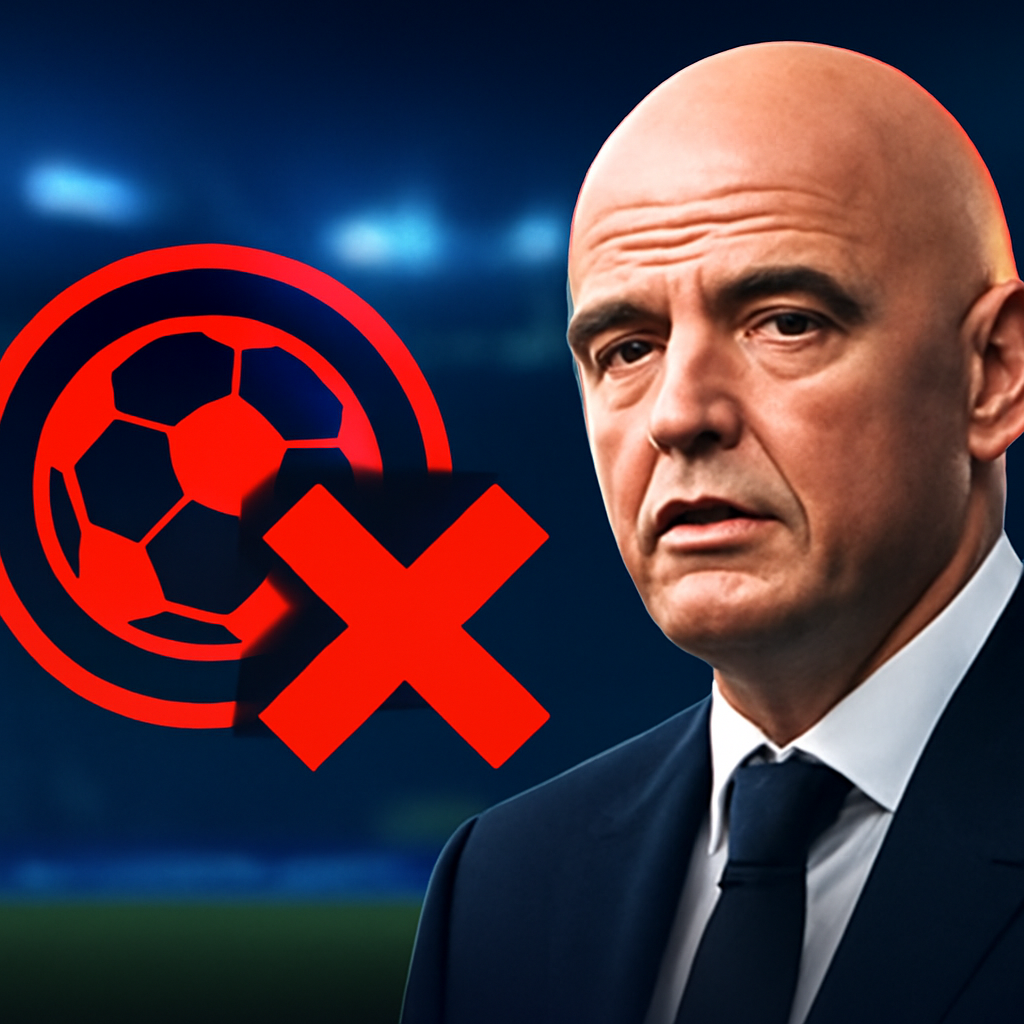 AI-generated editorial illustration for: FIFA chief Infantino abandons World Cup sell-off plans after backlash