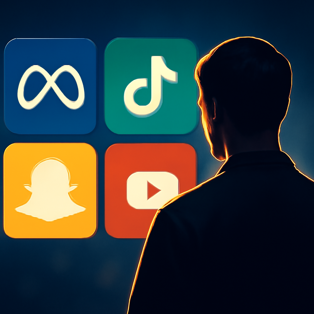 AI-generated editorial illustration for: Social media companies sued over deaths of 4 teens amid rising pressure over child safety