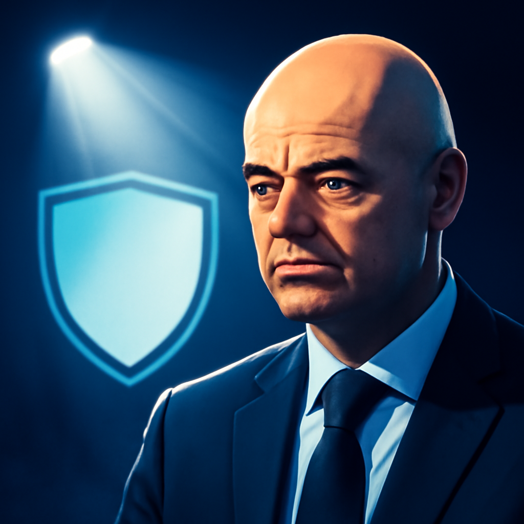AI-generated editorial illustration for: A bruising 24 hours - what next for Fifa and under-pressure Infantino?