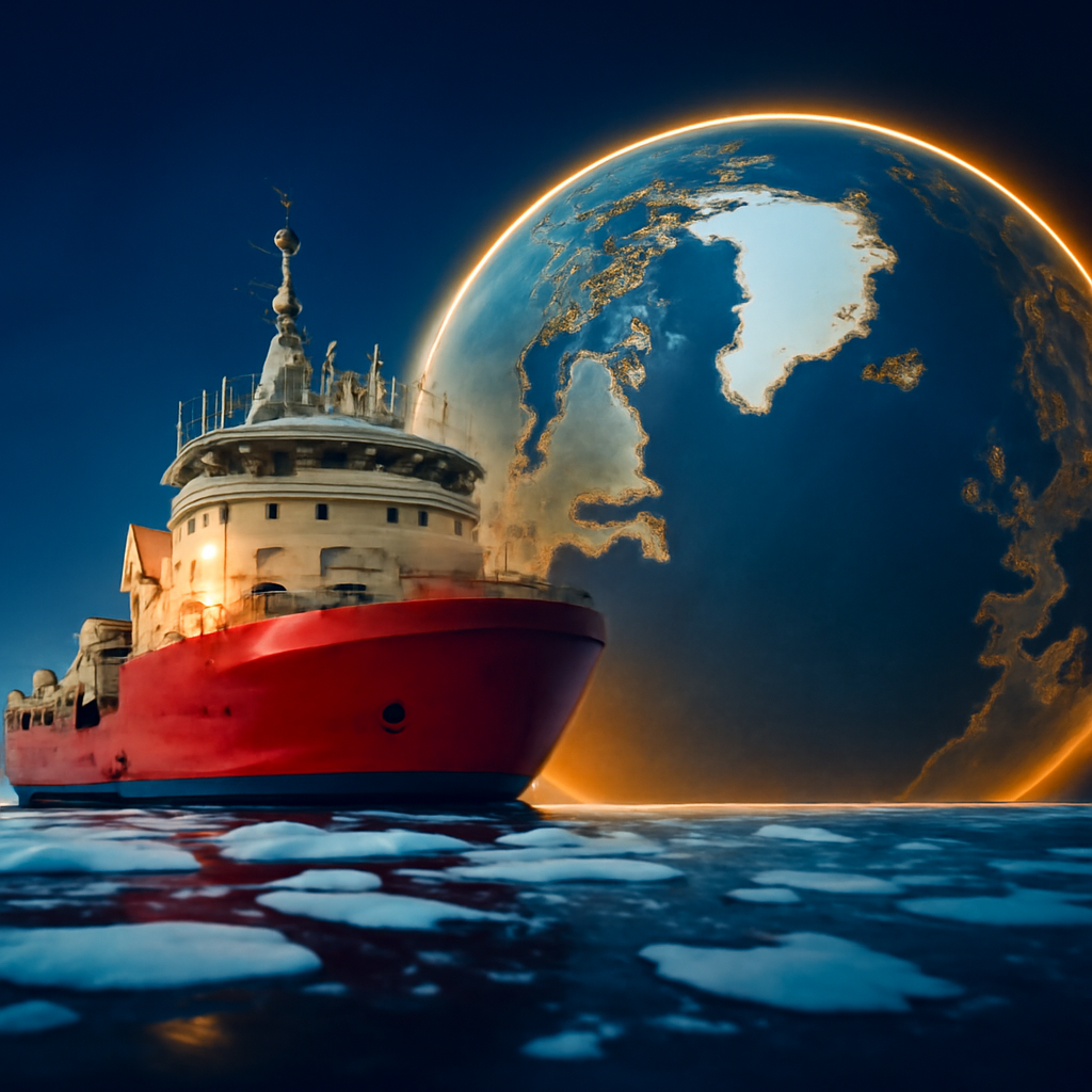 AI-generated editorial illustration for: Buque polar estudia el derretimiento de los glaciares de Groenlandia y su impacto en el planeta