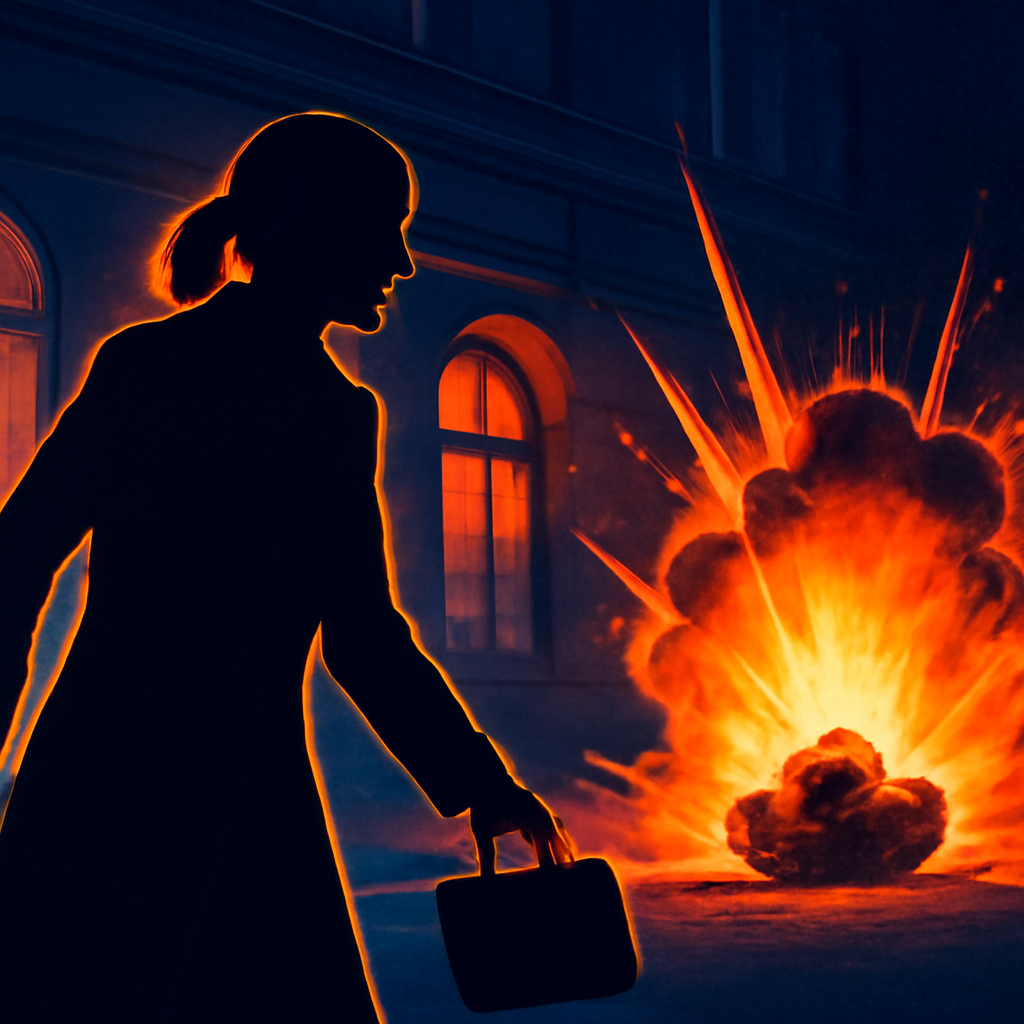 AI-generated editorial illustration for: Homemade bomb goes off outside upscale Moscow restaurant state officials say