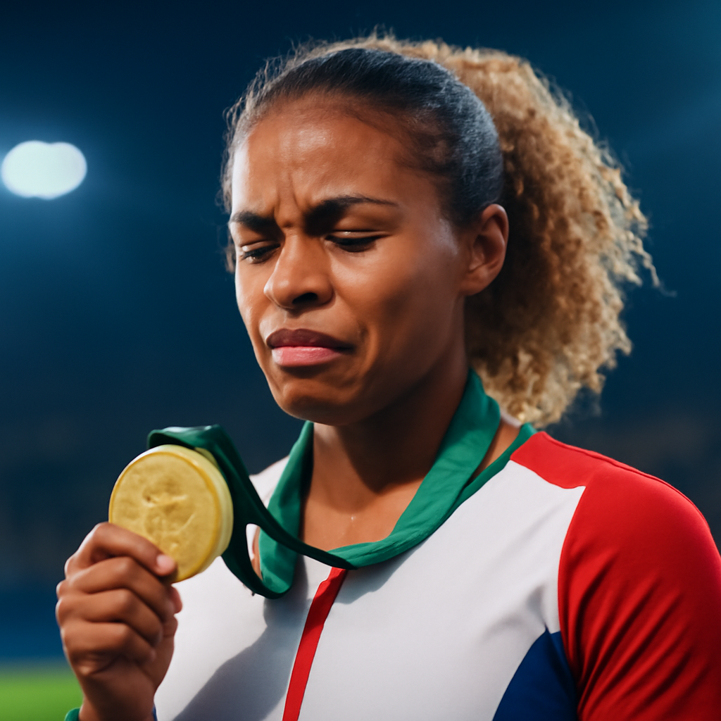AI-generated editorial illustration for: Sawyers puts heartbreak behind her to claim gold