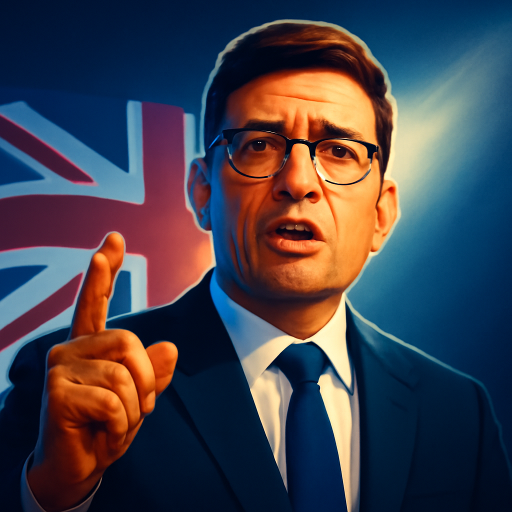 AI-generated editorial illustration for: Andy Burnham souhaite doter le Royaume-Uni d'une Constitution écrite