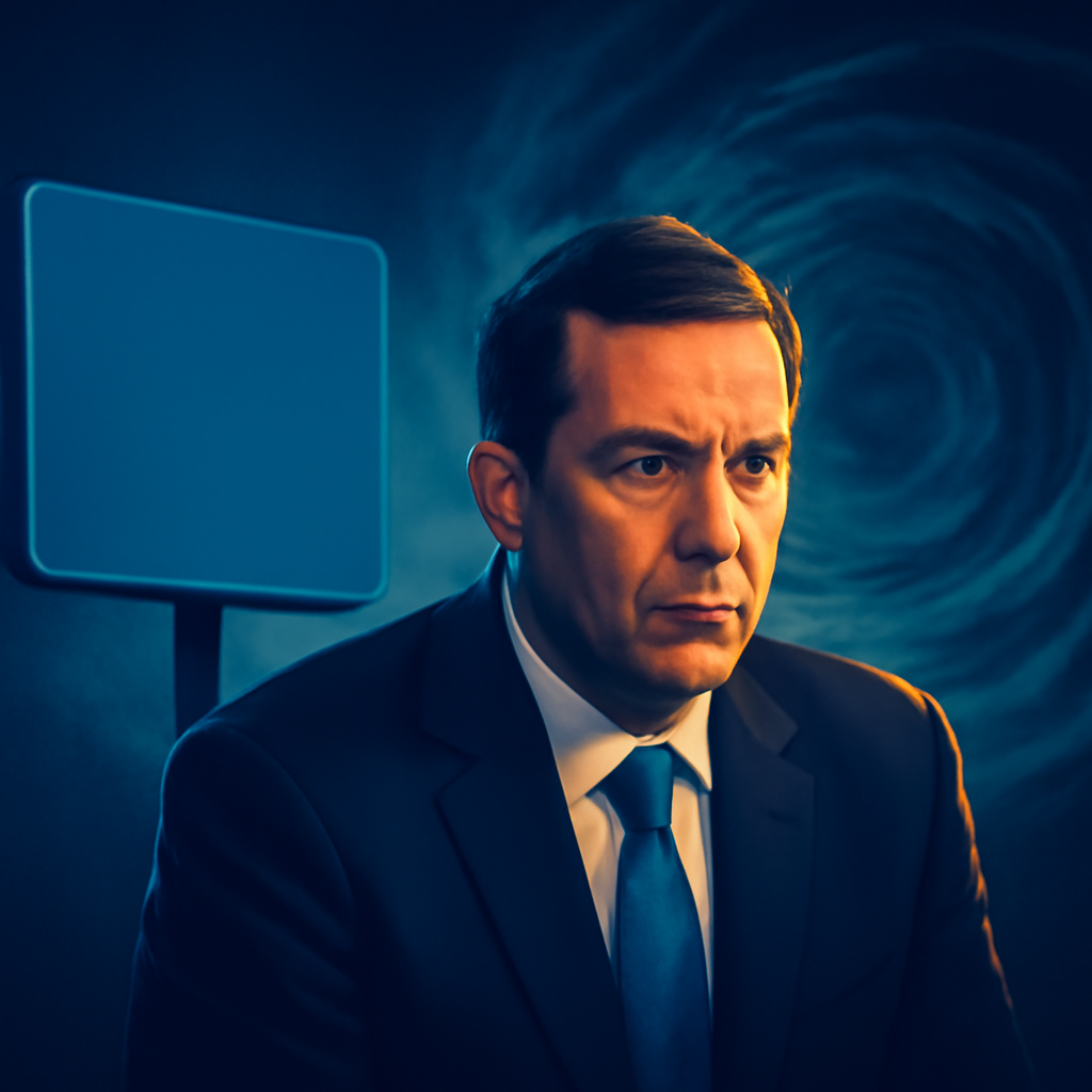 AI-generated editorial illustration for: Ken Martin hunkers down at the Democratic National Committee as a storm gathers around party leader