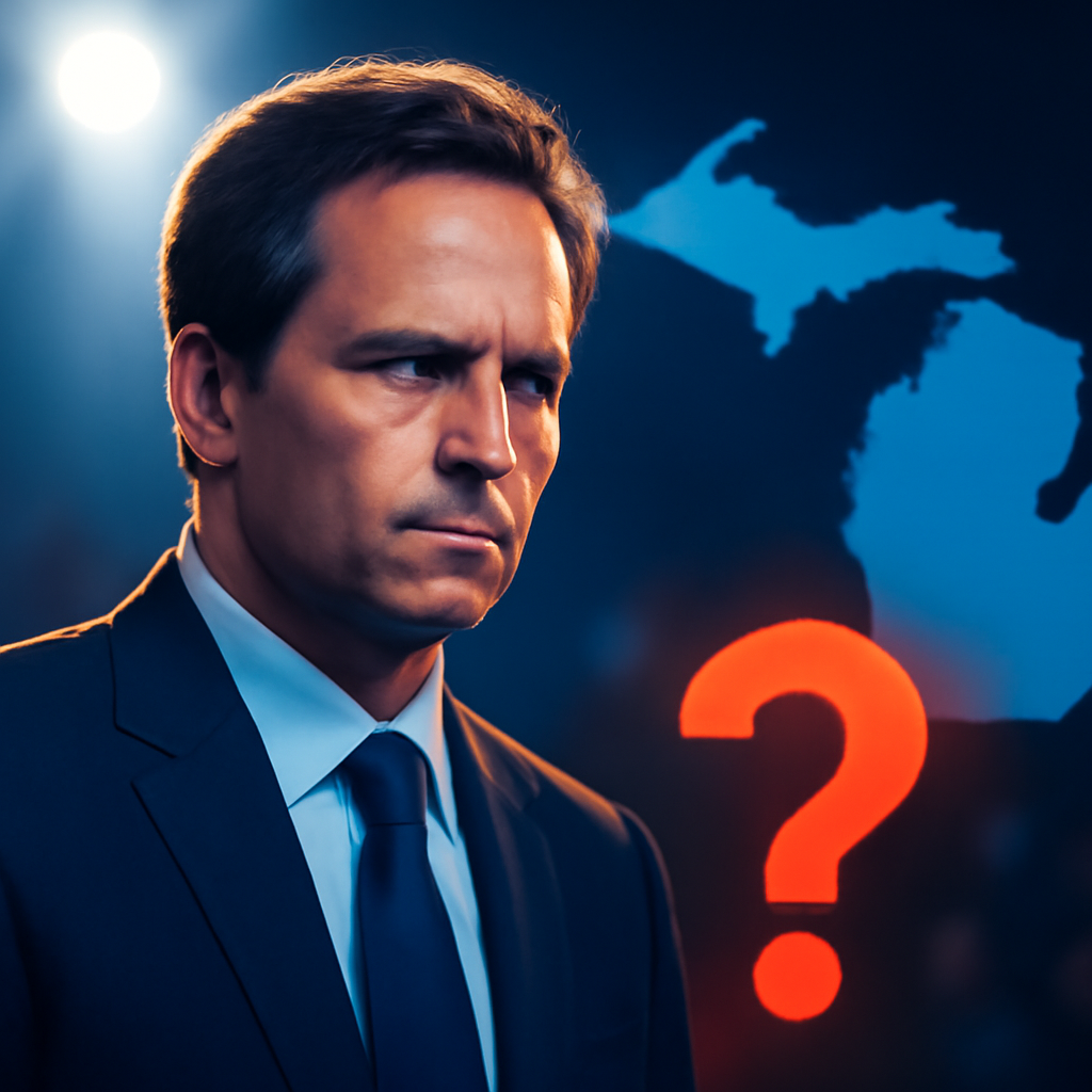 AI-generated editorial illustration for: Contentious Michigan Senate primary divides Democrats over direction of party