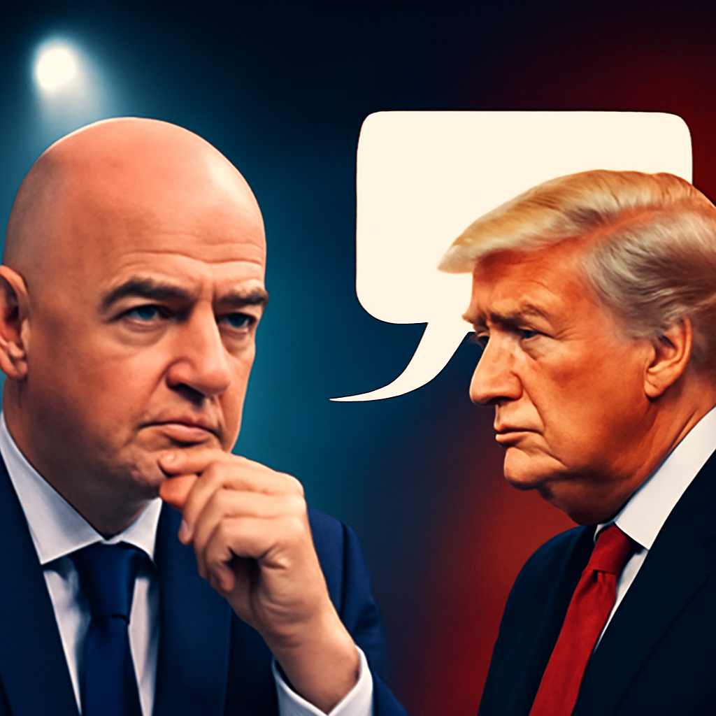 AI-generated editorial illustration for: Infantino busca el respaldo de Trump para su reelección en la FIFA, pero él no le responde