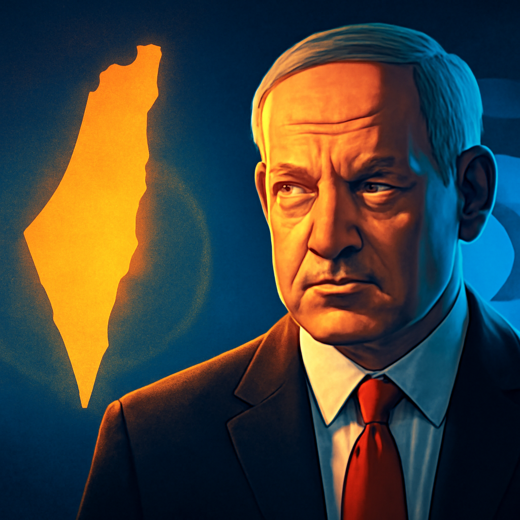 AI-generated editorial illustration for: La "Junta de Paz" de Trump se alinea con Israel tras las objeciones al plan de retirada de Gaza