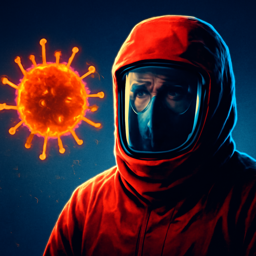 AI-generated editorial illustration for: Annie Jacobsen and Geoff Bennett discuss 'Biological War' on 'Settle In'