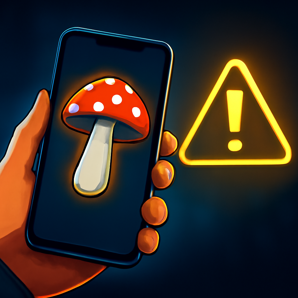 AI-generated editorial illustration for: Foragers concerned as ID apps misidentify toxic mushrooms