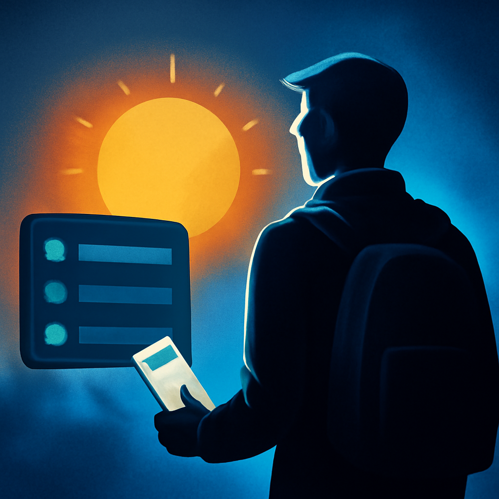 AI-generated editorial illustration for: Sunshine to meal times: How to beat jet lag