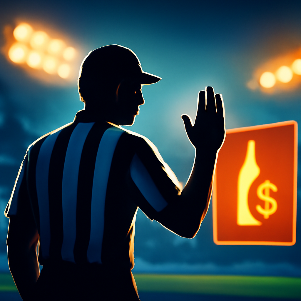 AI-generated editorial illustration for: Alcohol and gambling ads 'deeply embedded' in NRL and AFL