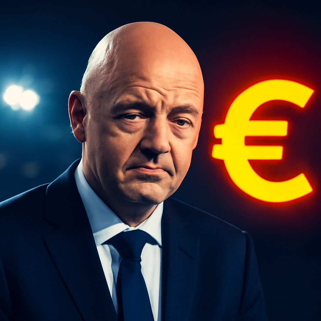 AI-generated editorial illustration for: Infantino denies claims Uefa paid off alleged 'lover'