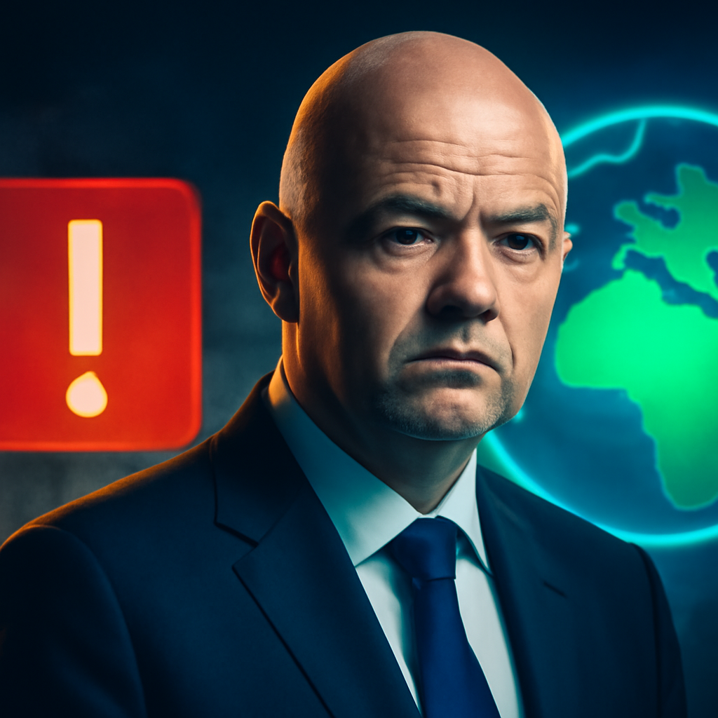 AI-generated editorial illustration for: Fifa criticises campaign to oust president Infantino