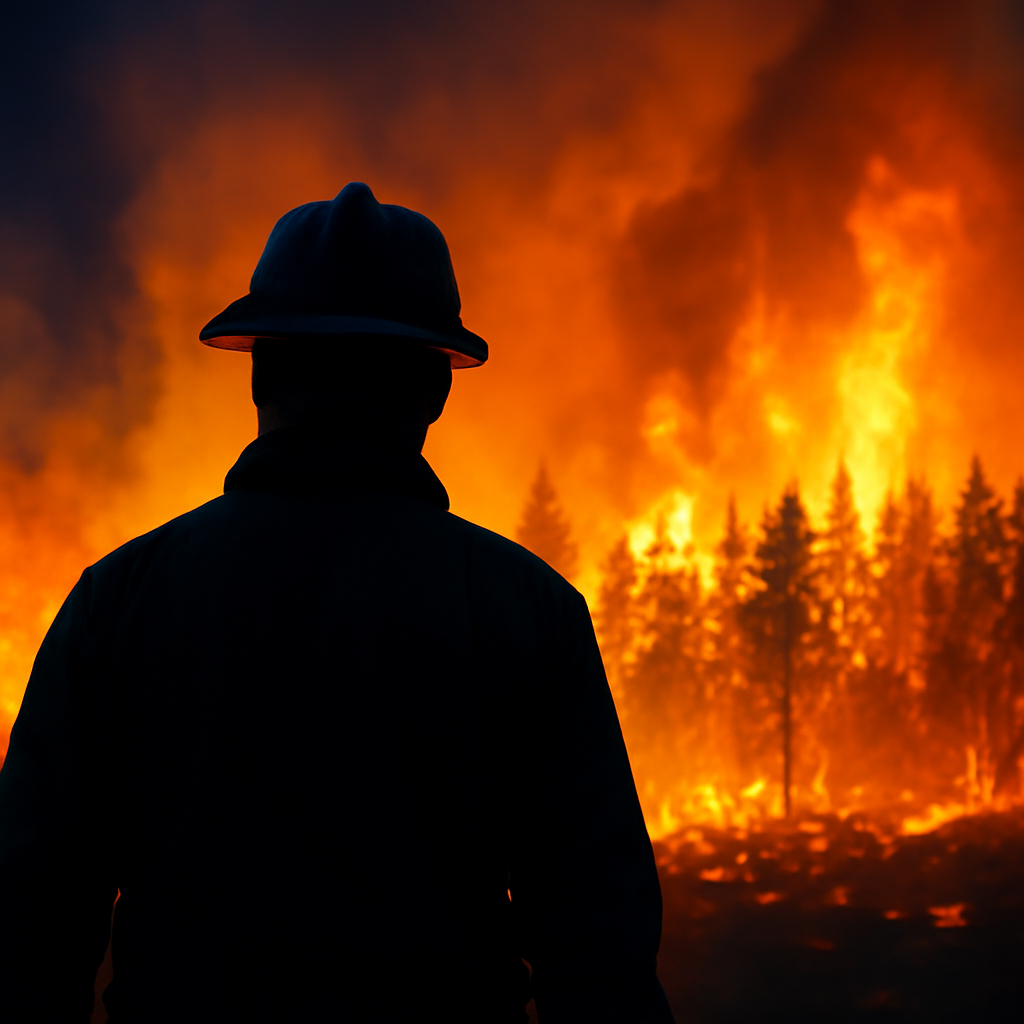 AI-generated editorial illustration for: Wildfires force 20,000 to flee as British Columbia declares state of emergency