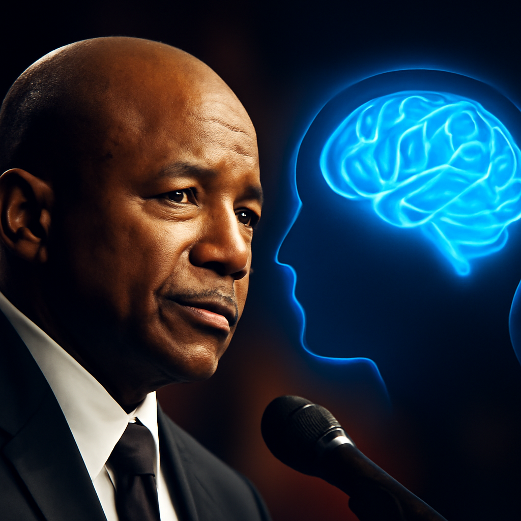 AI-generated editorial illustration for: NFL star uses Hall of Fame speech to announce he has dementia