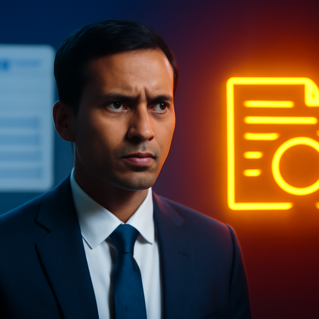 AI-generated editorial illustration for: राम मंदिर: CEO चयन में 34 सवालों की कसौटी, अंतिम फैसला ट्रस्ट का; कार्यकारी को स्वतंत्र निर्णय का अधिकार नहीं