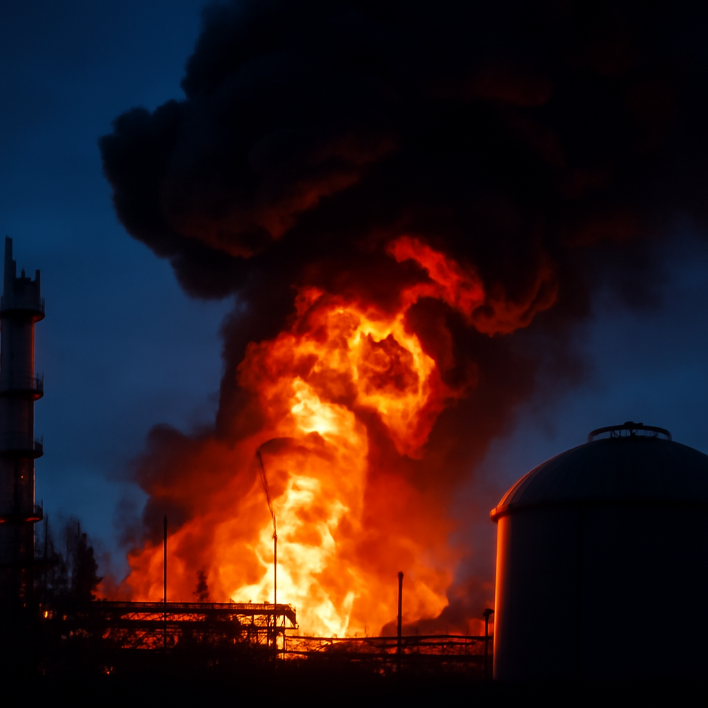 AI-generated editorial illustration for: Drone attack hits Libya's largest oil refinery