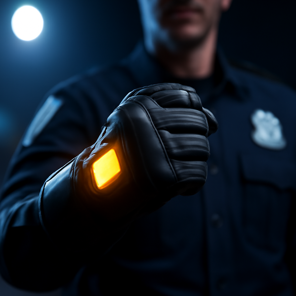 AI-generated editorial illustration for: ICE plans to outfit officers with electric shock gloves