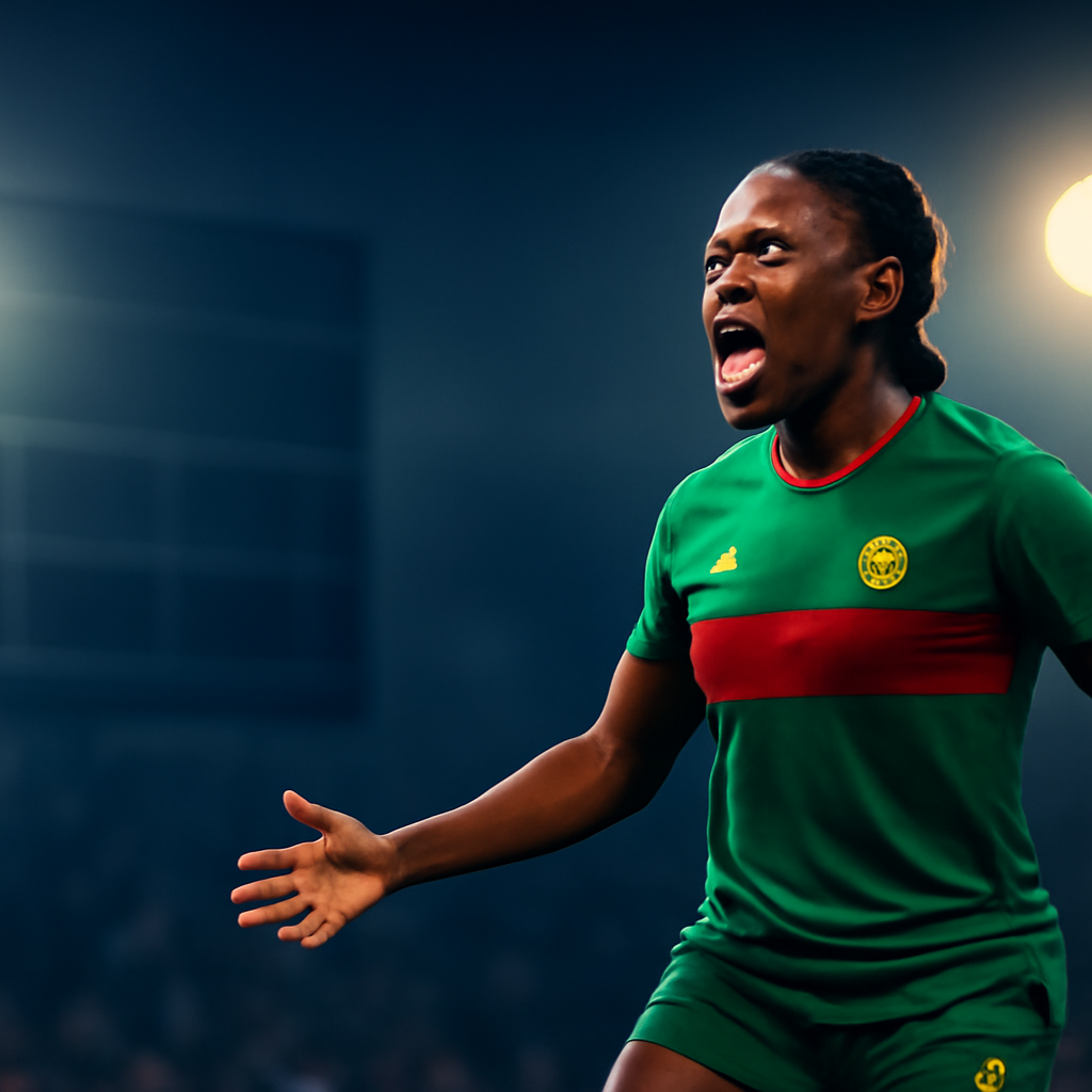 AI-generated editorial illustration for: CAN féminine 2026: le Cameroun s'offre la finale face au Maroc, pays hôte