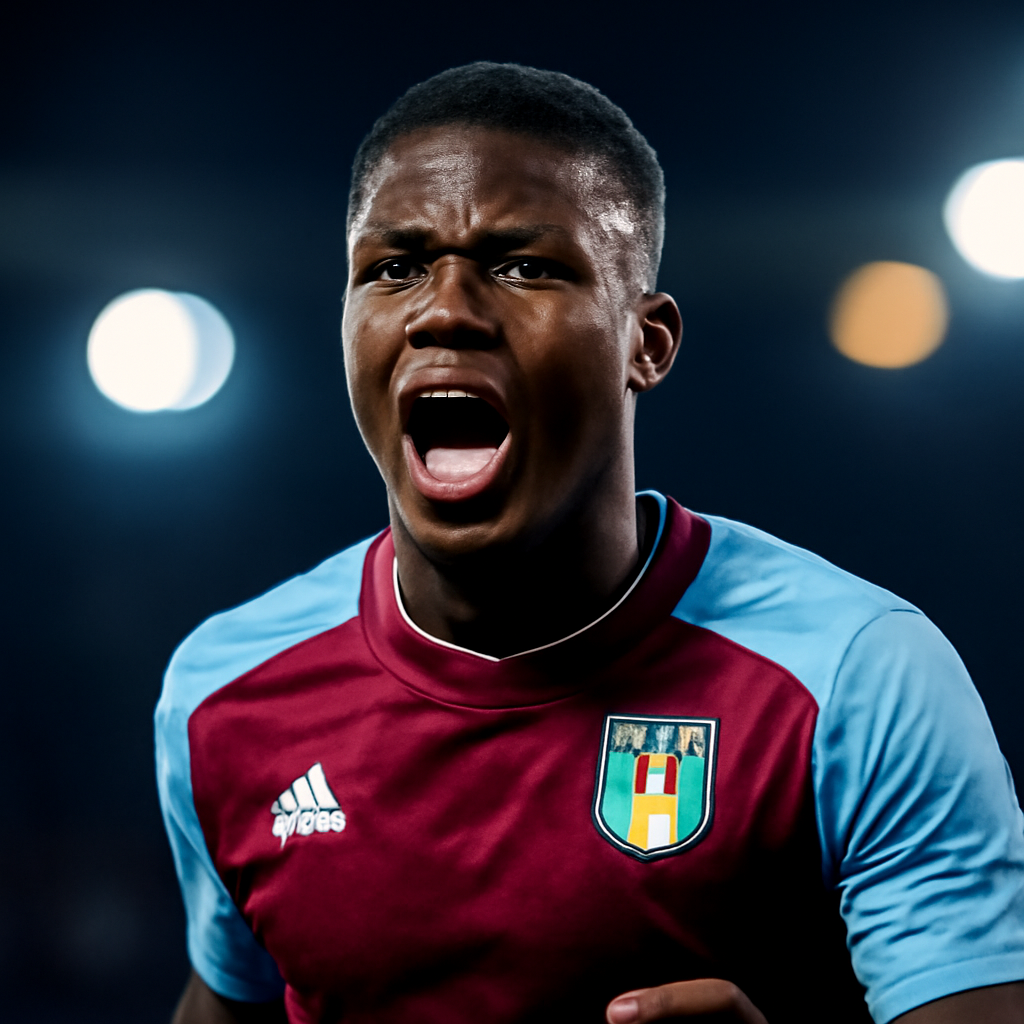 AI-generated editorial illustration for: Fearless Madjo, 17, ends eight-month wait with dream Villa debut