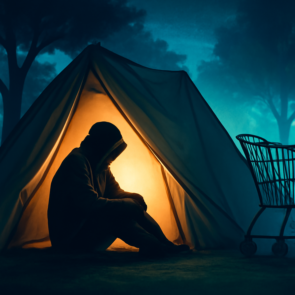AI-generated editorial illustration for: Queensland council to turn park into a dedicated homeless camp