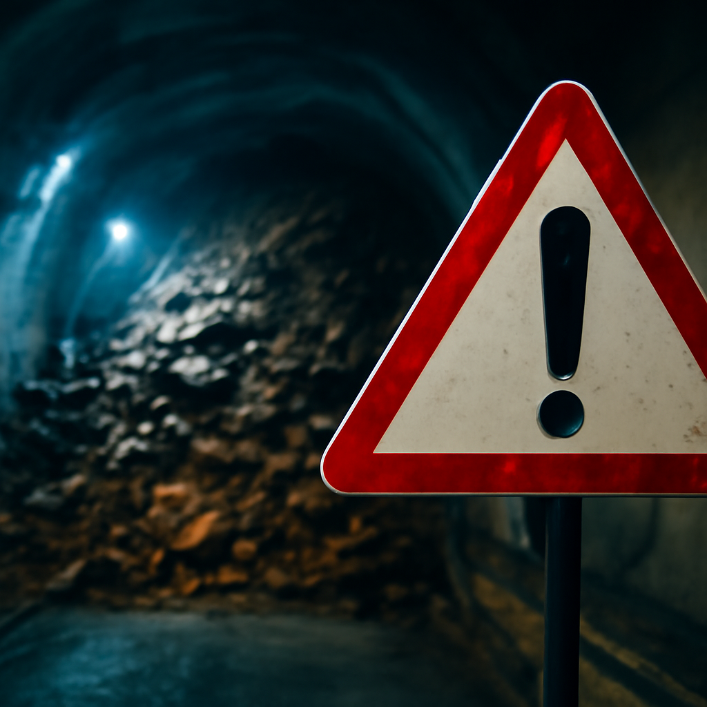 AI-generated editorial illustration for: Chamoli Tunnel Landslide Live: निर्माणाधीन टनल में भूस्खलन से नौ की मौत, कई की तलाश जारी, आज जाएंगे सीएम