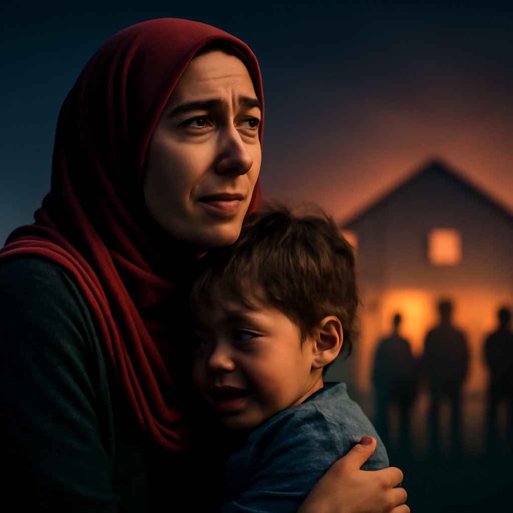 AI-generated editorial illustration for: Palestinian American family recounts siege of West Bank home by Israeli settlers
