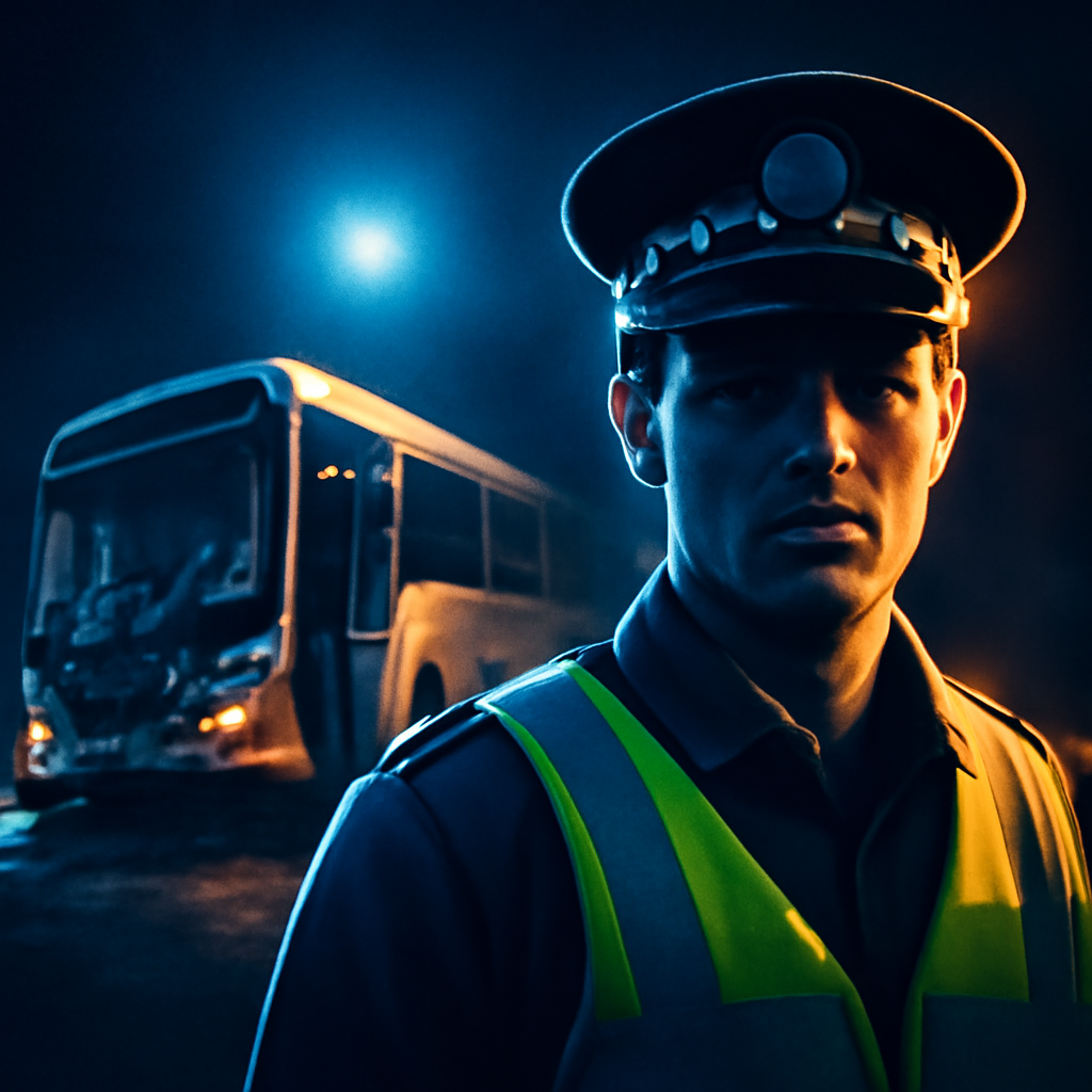 AI-generated editorial illustration for: Driver charged over fatal 2025 bus crash