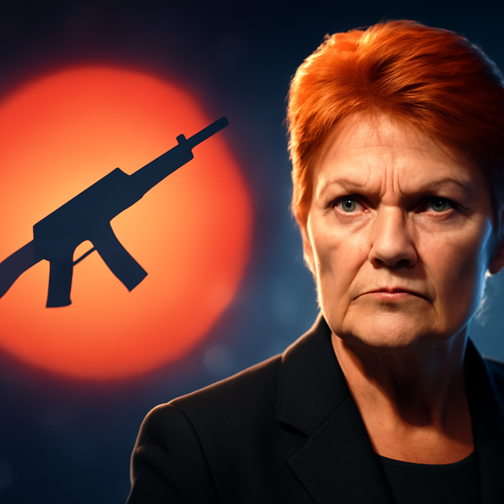 AI-generated editorial illustration for: Australia news live: Pauline Hanson opposes major gun buyback agreed in wake of Bondi terror attack