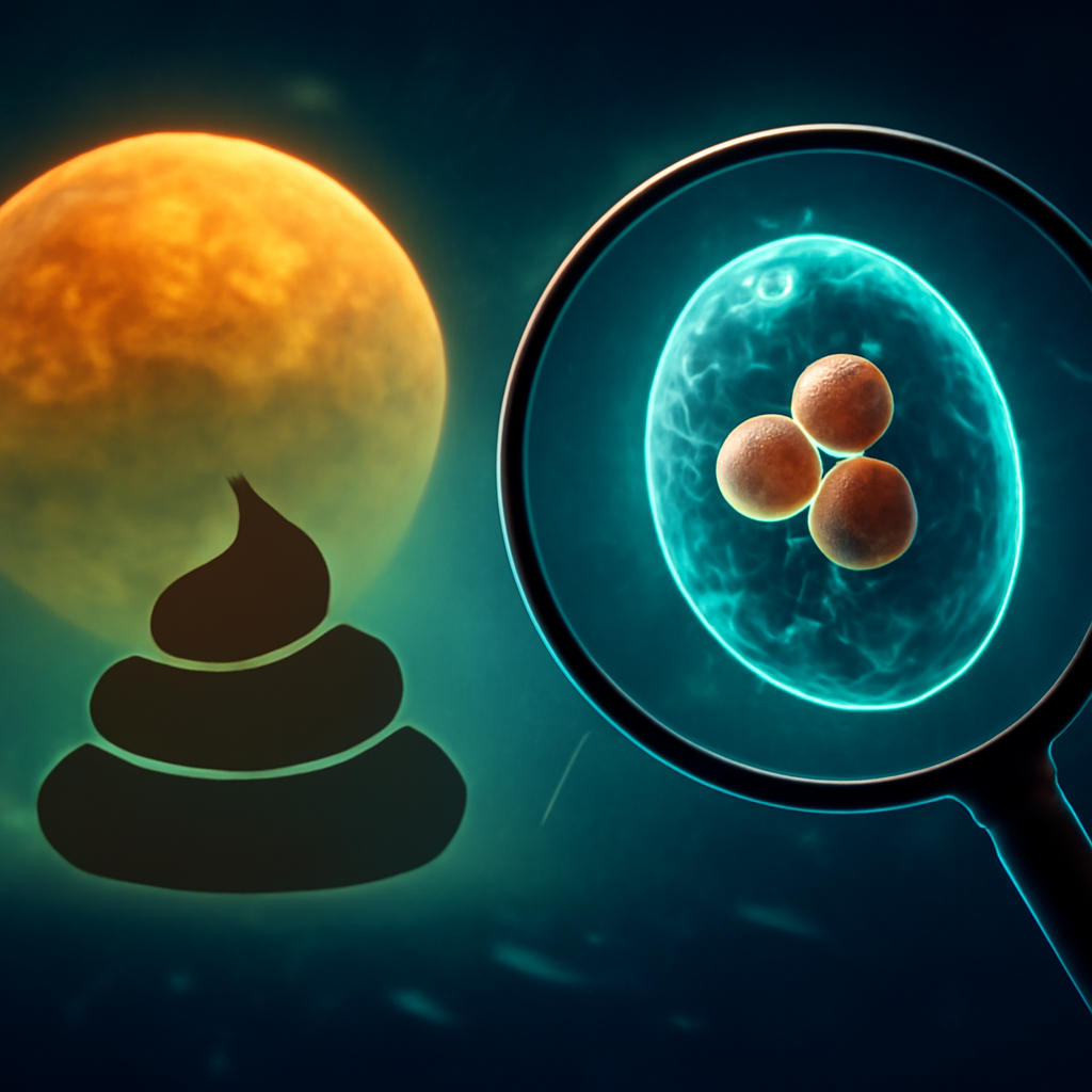 AI-generated editorial illustration for: Cyclospora spreads through human waste — so how did it get on food?