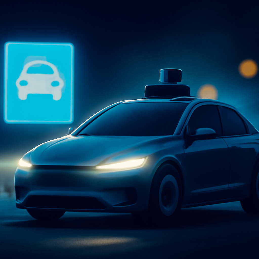AI-generated editorial illustration for: Are robotaxis finally here?