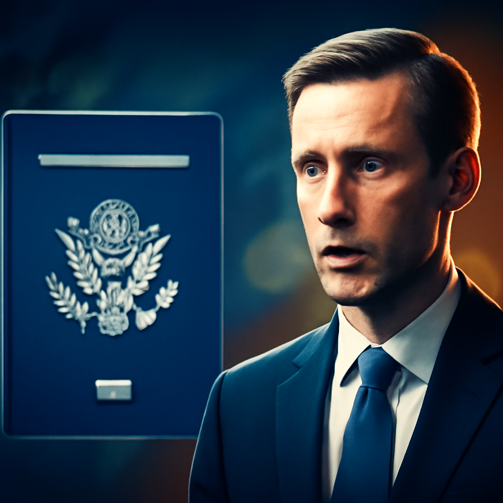 AI-generated editorial illustration for: State Department spokesperson on Iran war and U.S. visa revocations