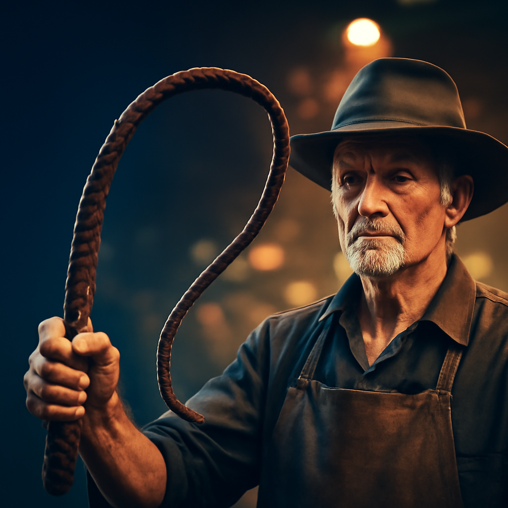 AI-generated editorial illustration for: The bush artisan saving craftmanship one stockwhip at a time