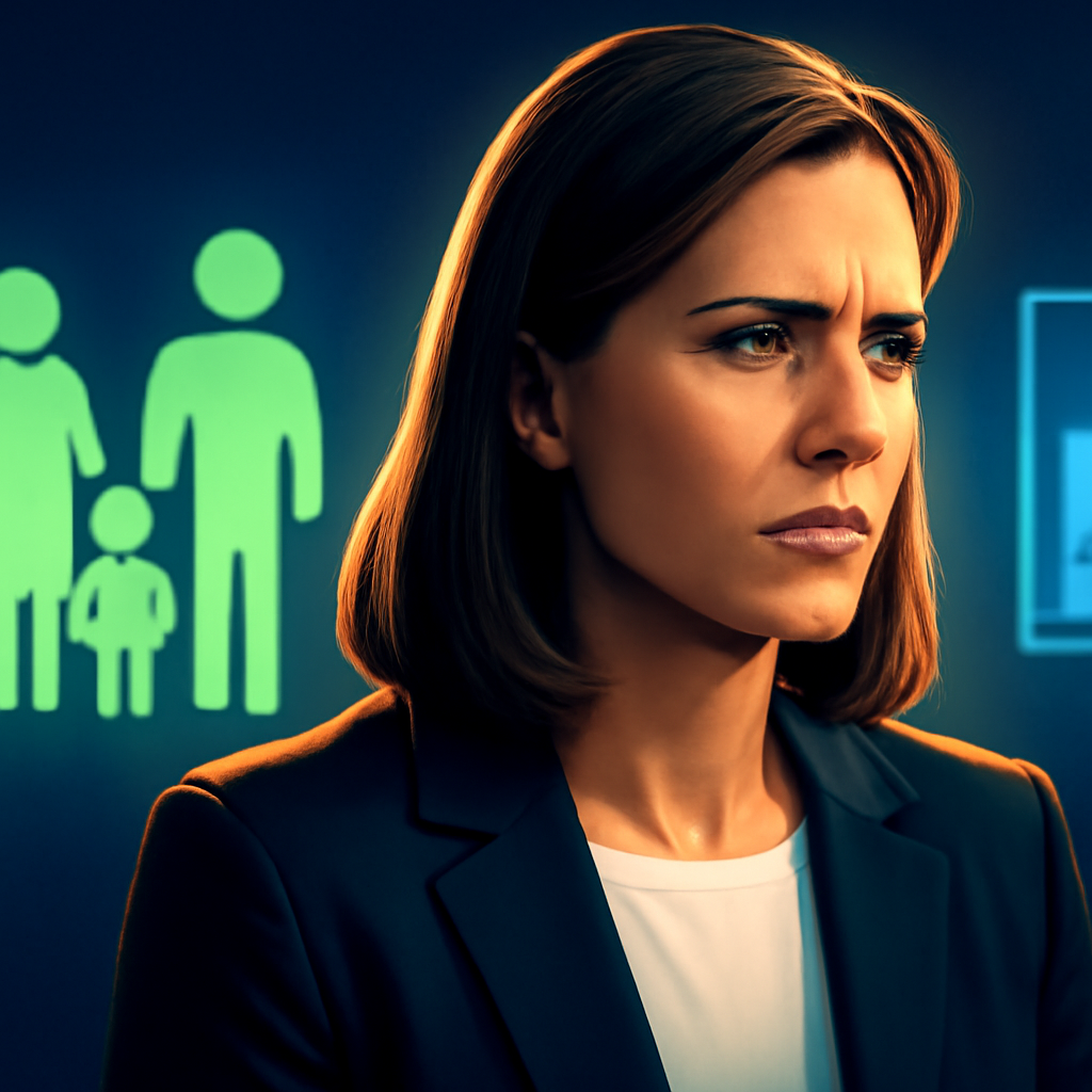 AI-generated editorial illustration for: US women in politics spark conversation about balancing family and career