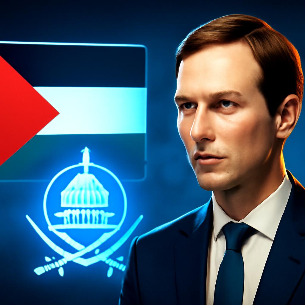 AI-generated editorial illustration for: Plan de paix à Gaza: Jared Kushner rencontre le Hamas en Égypte avant une visite en Israël