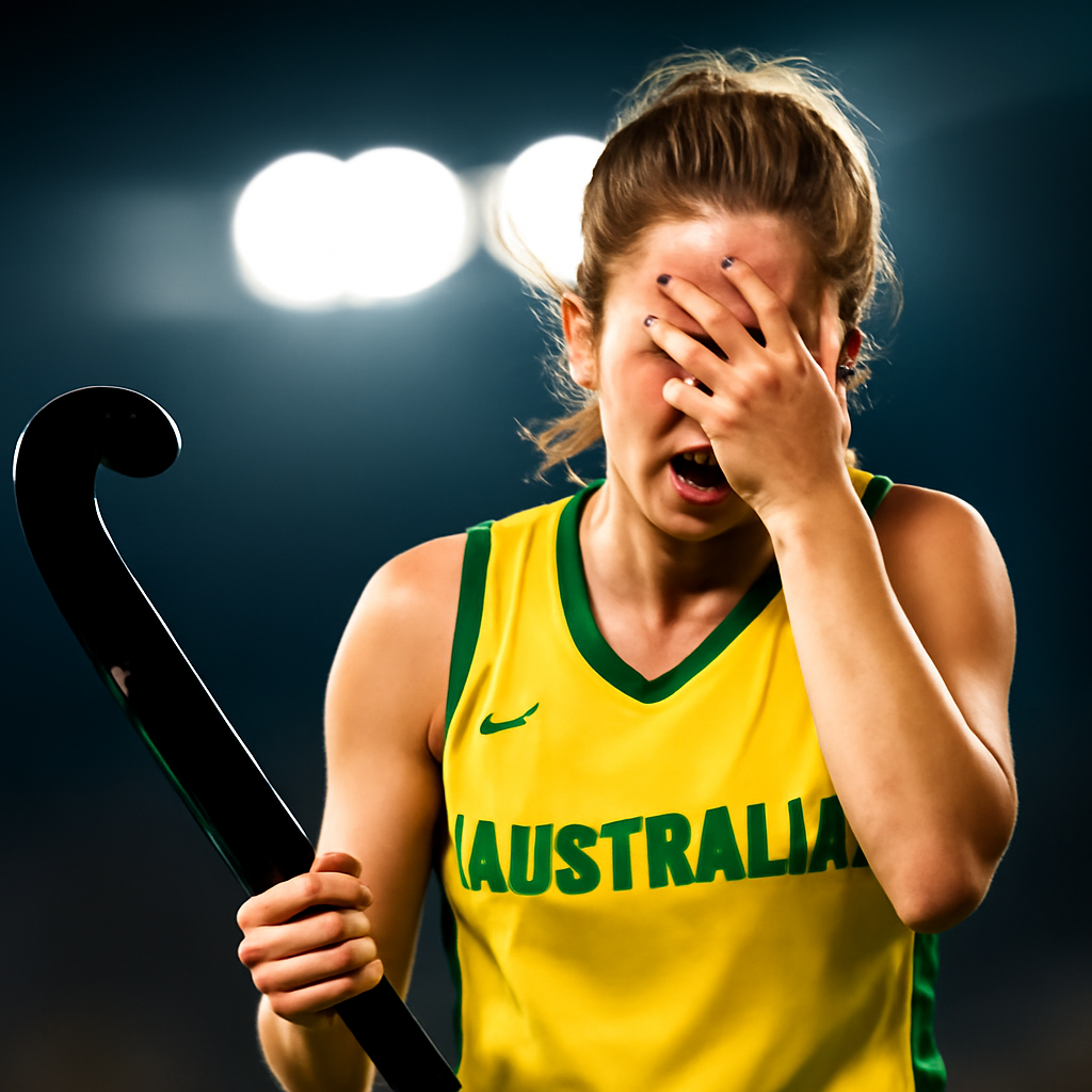AI-generated editorial illustration for: Hockeyroos downed by reigning champions in World Cup pool match